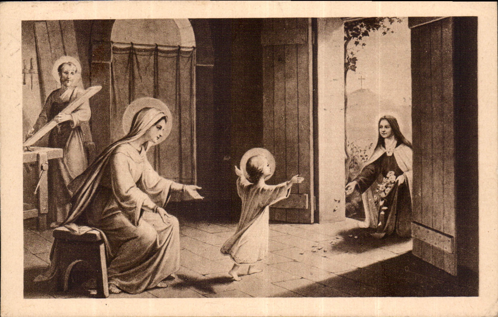 La Théâtre de l'Enfant Jésus tenant des fleurs sous les pas de l'Enfant — Éditeur : CPAPHIL, n°12