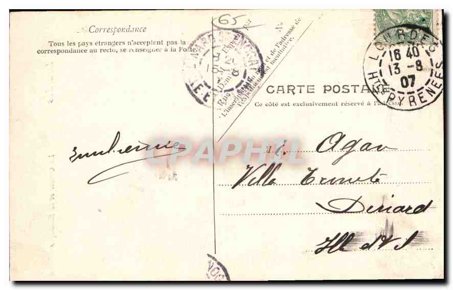 CPA Lourdes la Grotte et la basilique  — Verso