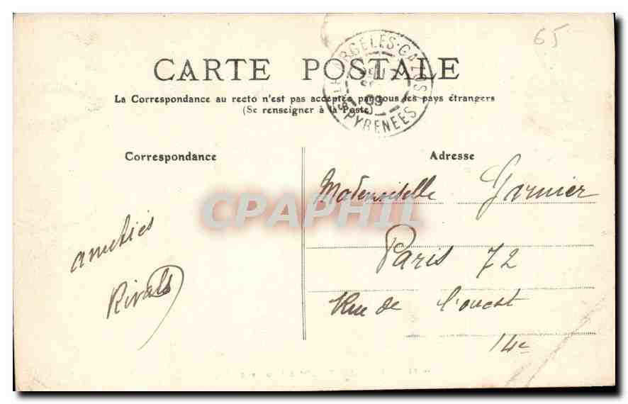 CPA Les Pyrenees Argeles Gazost L'Hotel du Parc  — Rückseite