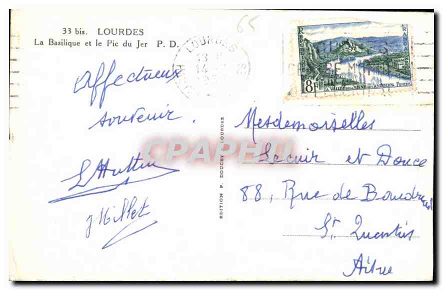 CPA Lourdes La Basilique et le Pic du Jer  — Verso