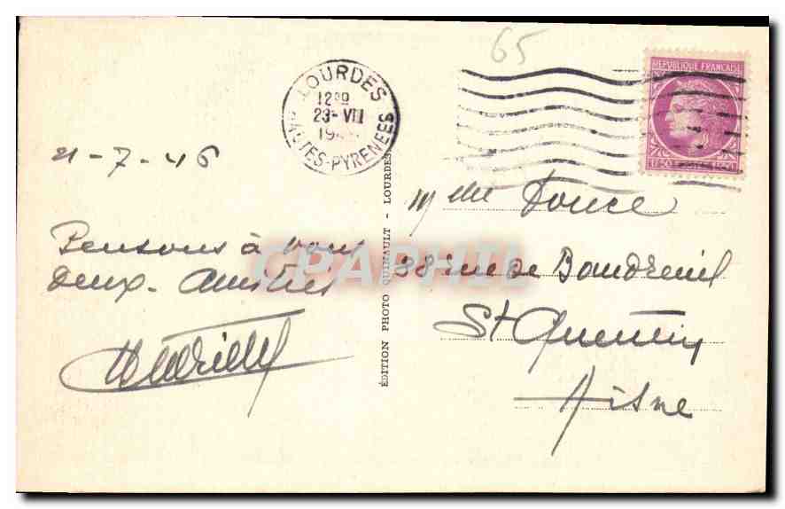 CPA Lourdes La Basilique  — Verso