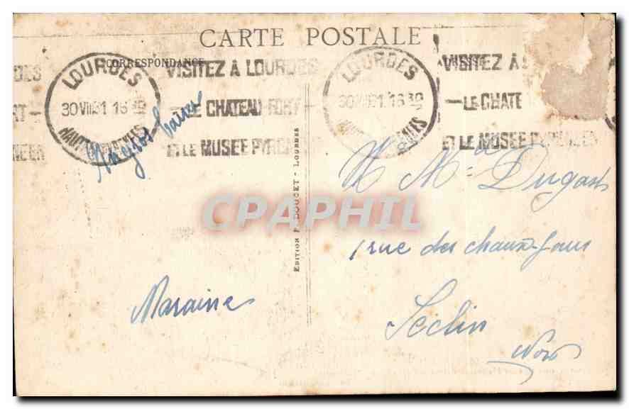 CPA A la Grotte Benie J'ai prie pour Vous Lourdes  — Verso