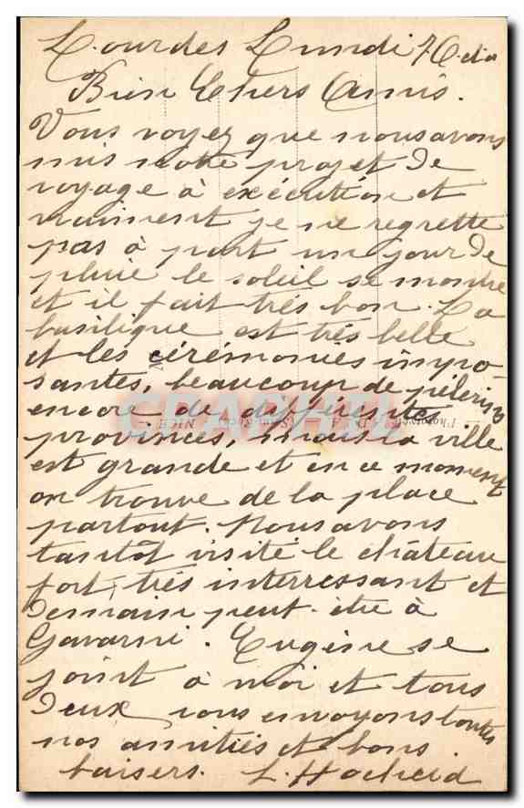 CPA Lourdes La Basilique et le Gave  — Verso