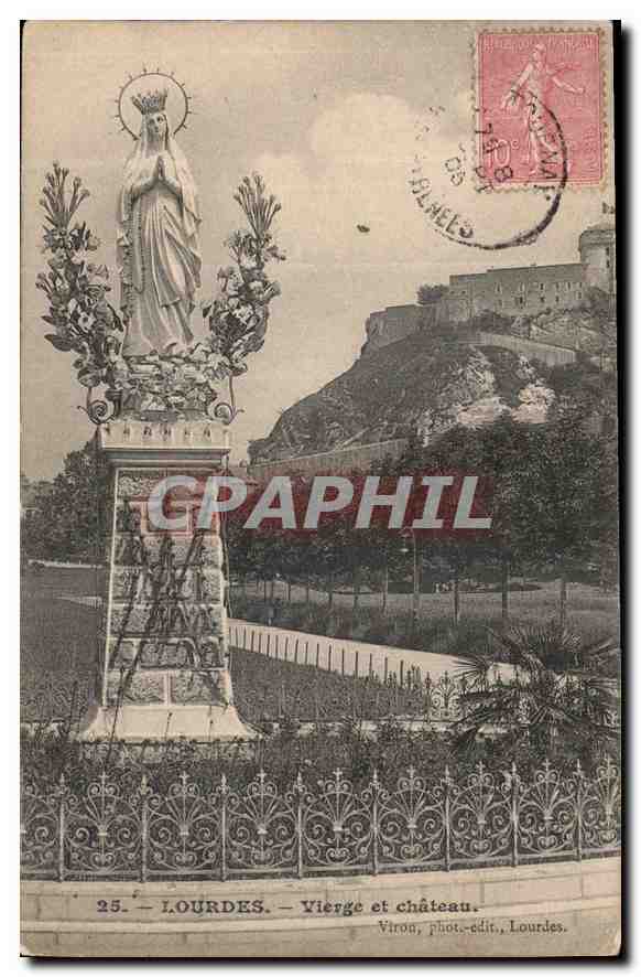 CPA Lourdes Vierge et Chateau 