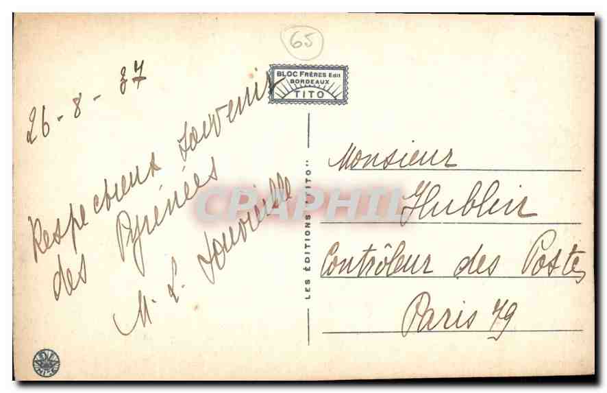 CPA Hautes Pyrenees le Col d'Aspin sommet du Col l'Arbizon  — Rückseite