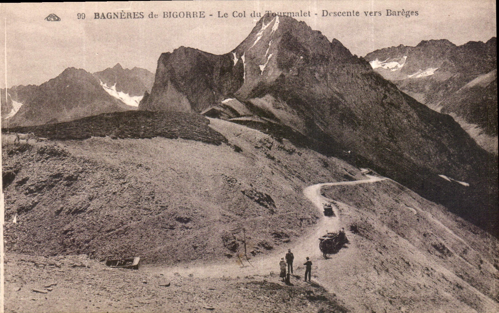 Bagnères-de-Bigorre - Blick auf den Tourmalet-Pass - Abstieg nach Barèges — Antike Ansichtskarte n°99