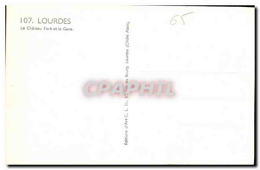 CPA Lourdes le Chateau fort et le Gave  — Verso