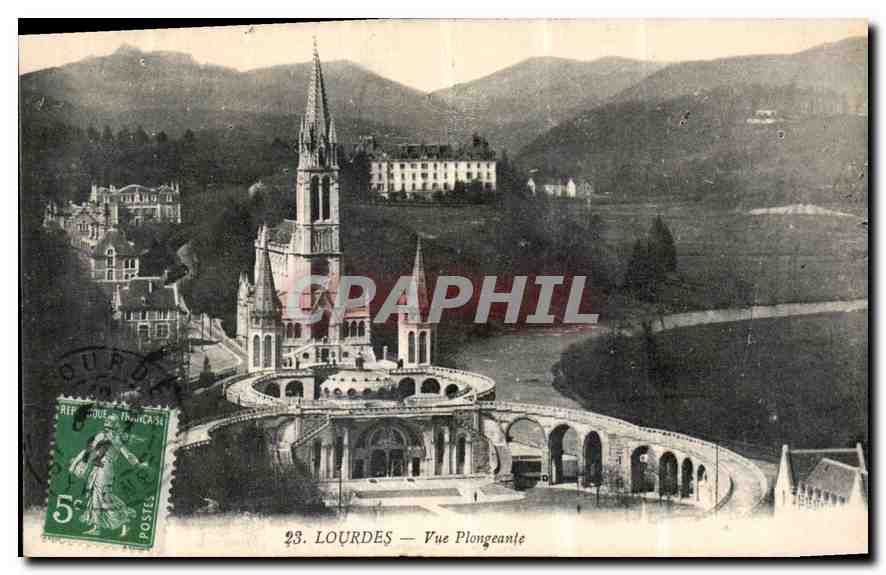 CPA Lourdes vue plangeante 
