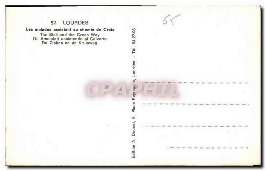 CPA Lourdes les malades assistant au chemin de Croix  — Verso
