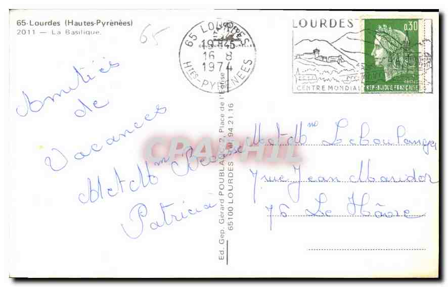 CPA Lourdes Hautes Pyrenees la Basilique  — Verso