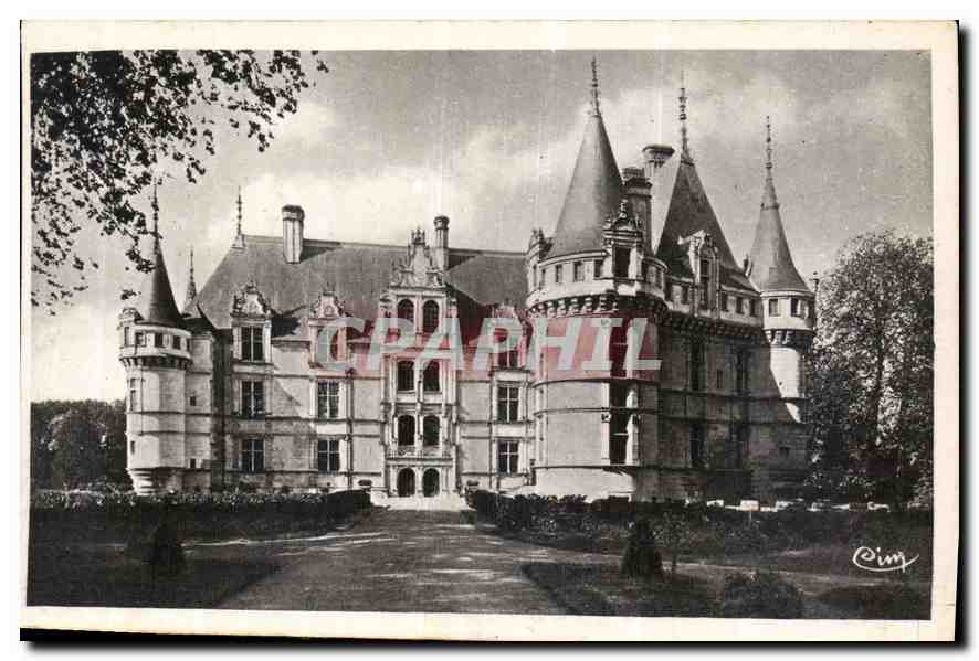 CPA Azay le Rideau I et L le Chateau National XVIs facade nord entree principale 