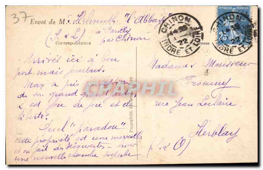 CPA Chinon I et L vue generale du Chateau et le Pont sur la Vienne  — Rückseite