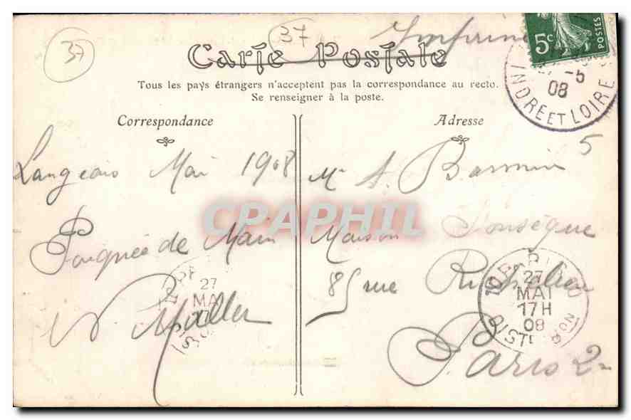 CPA Langeais Indre et Loire Le chateau et l'Eglise  — Rückseite