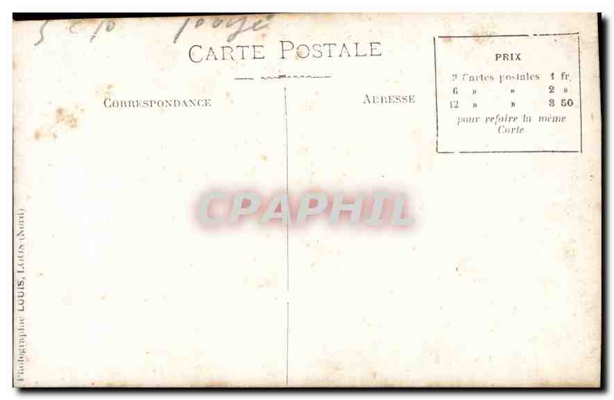 CARTE PHOTO Femme Loos Nord — Verso