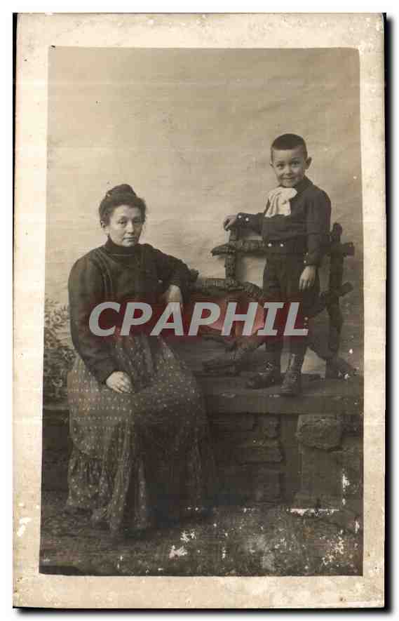 CARTE PHOTO Femme Enfant