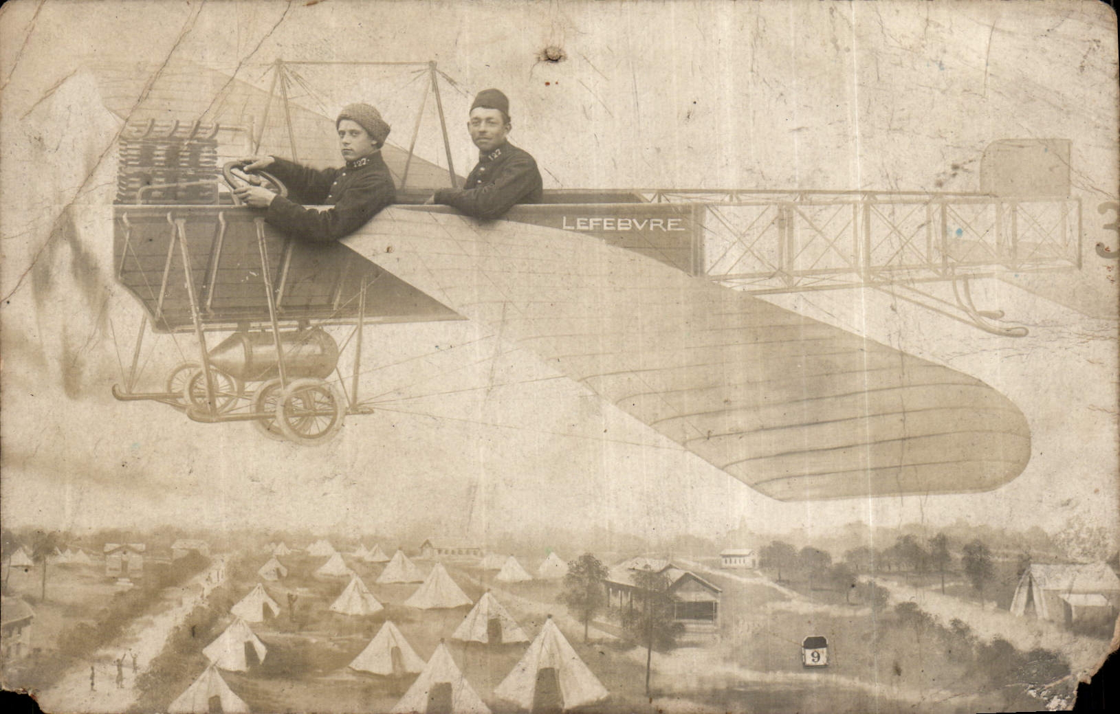 CARTE PHOTO Hommes Avion Lefebvre Aviation