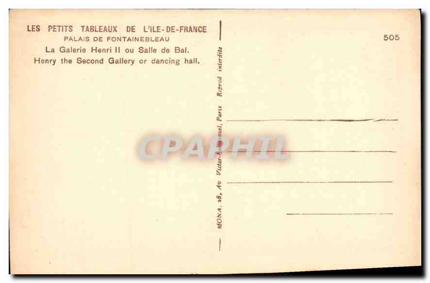 Salle de Bal du Palais Henri II — Fontainebleau — éditeur MONA, n° 505 — Reverso