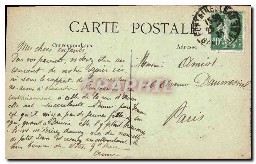 Paleis van Fontainebleau — L'Etang des Carpes en het Pavillon de l'Empereur — uitgever niet geïdentificeerd — Achterkant