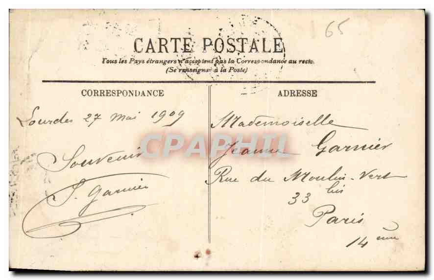 CPA Lourdes vue generale  — Verso