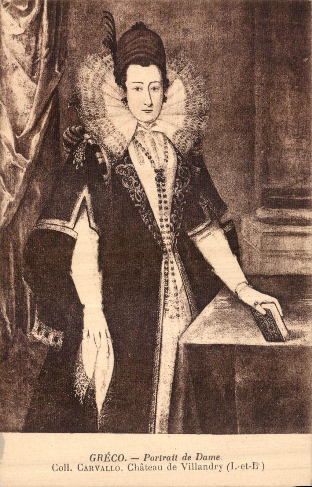 CPA Greco Portrait de Dame Coll Carvallo Chateau de Villandry I et L 