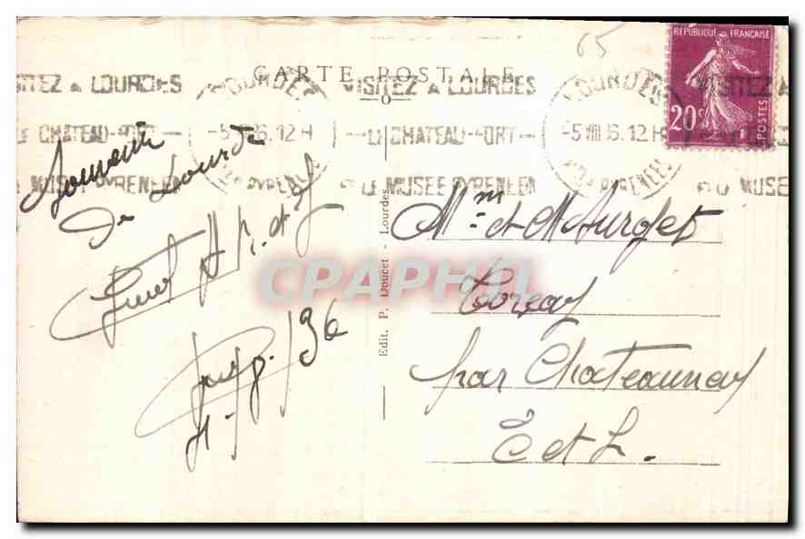 CPA Lourdes la Vallee d'Argeles et les Pyrenees vues du Pic du Jer  — Verso