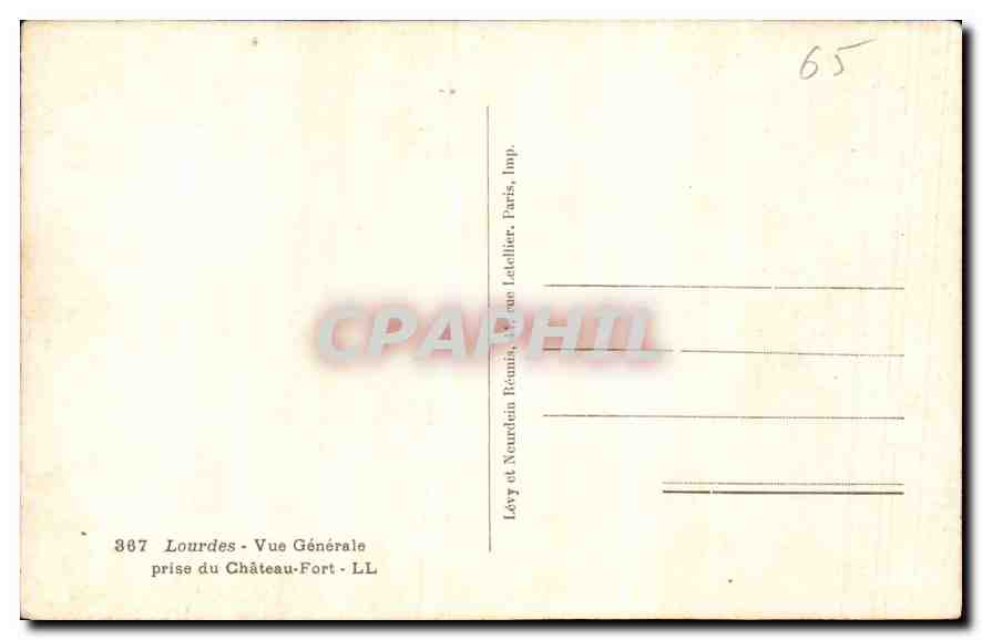 CPA Lourdes vue generale prise du Chateau Fort  — Verso