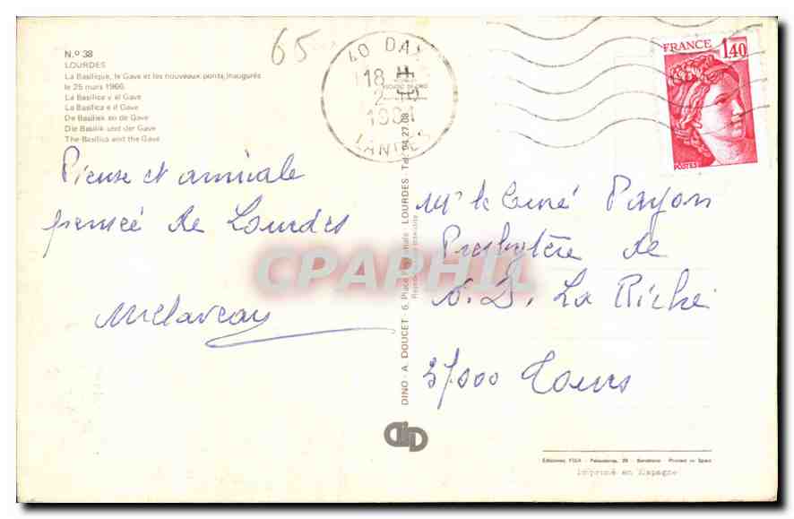 CPA Lourdes La Basilique le Gave et les Nouveau Pont Inaugure  — Verso