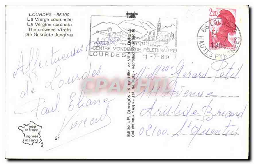 CPA Lourdes la Vierge Couronnee  — Verso