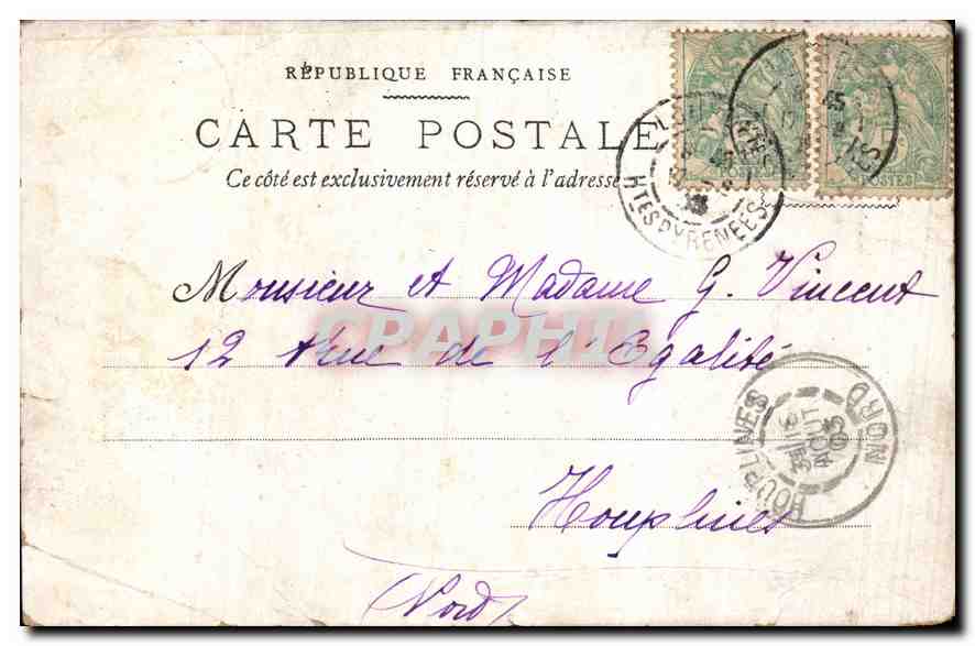 CPA Lourdes vue generale du Pic du Jer Funiculaire  — Verso