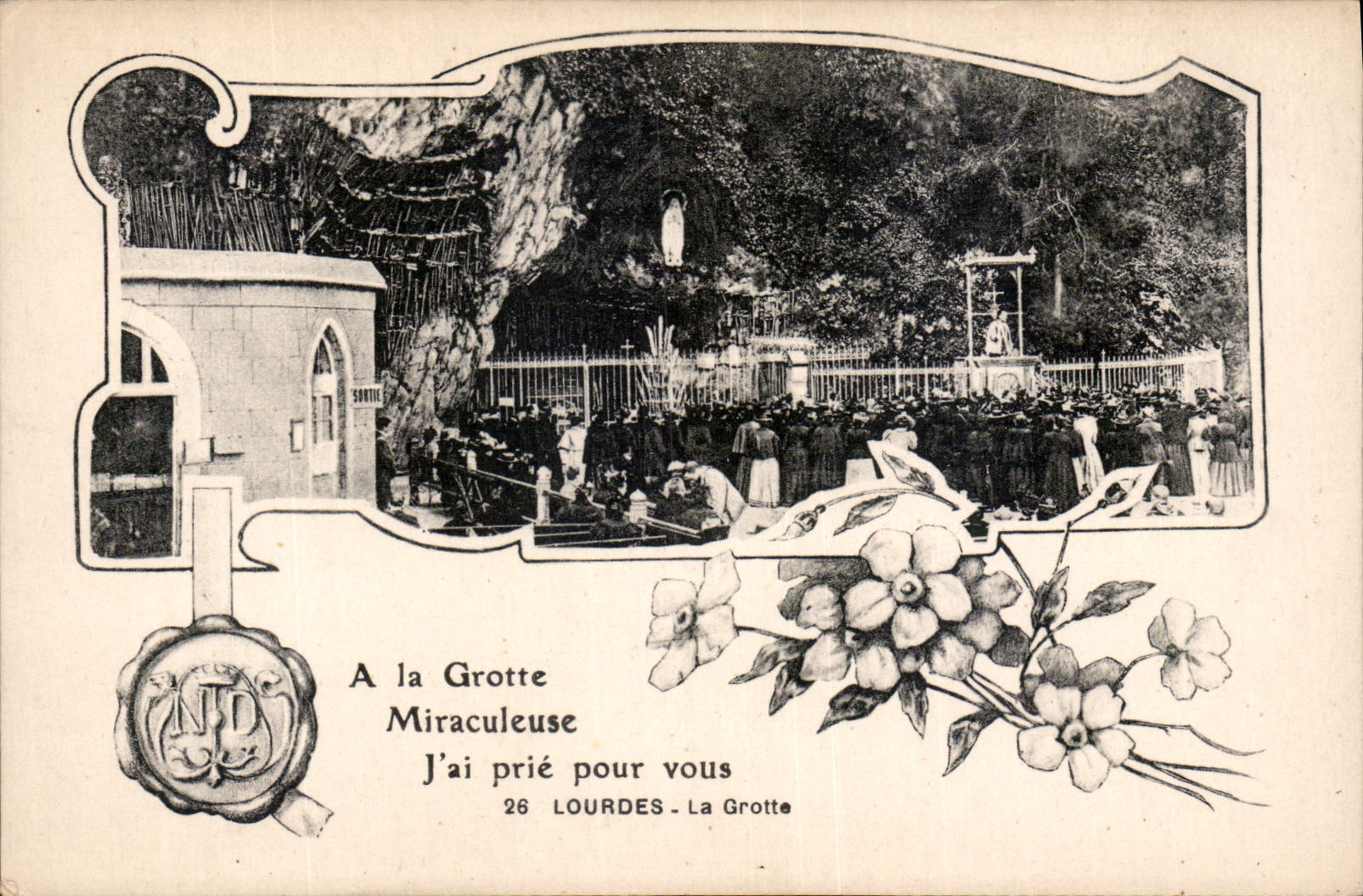 CPA A La grotte Miraculeuse j'ai prie pour vous Lourdes la Grotte 