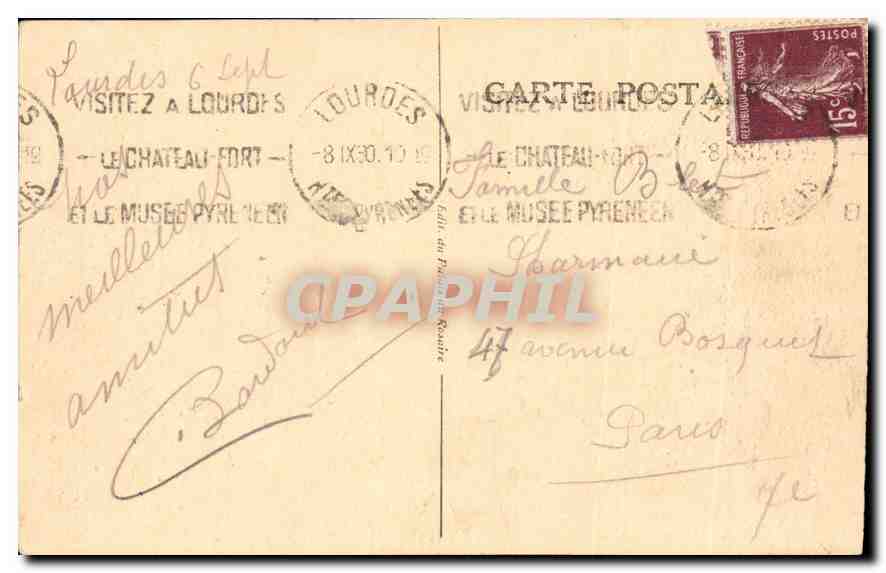 CPA Les Pyrenees Lourdes la Basilique  — Verso