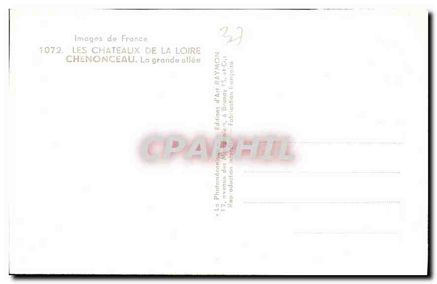 CPA Les Chateaux de la Loire Chenonceau la Grande Allee  — Rückseite