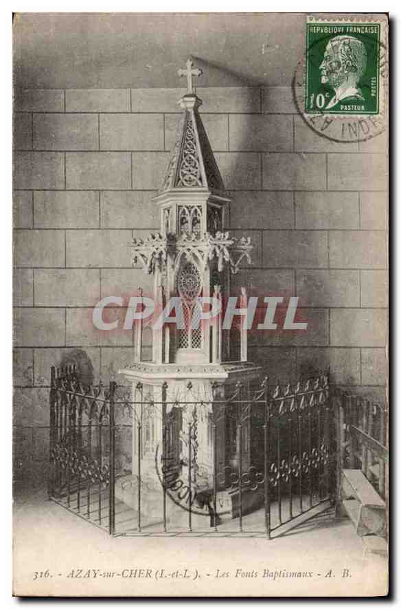 CPA Azay sur Cher I et L les Fonts Baptismaux 