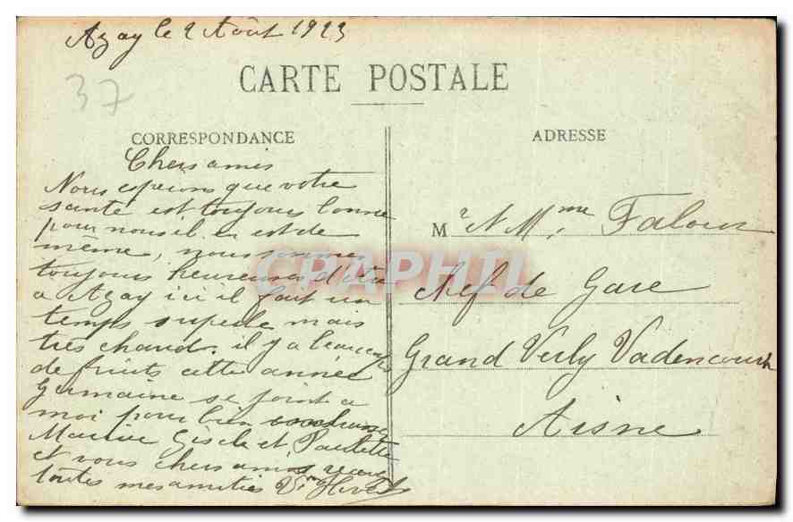 CPA Azay sur Cher I et L les Fonts Baptismaux  — Verso