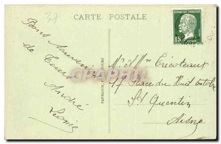 CPA Tours I et L vue generale vers St Cyr prise de la Cathedrale  — Verso