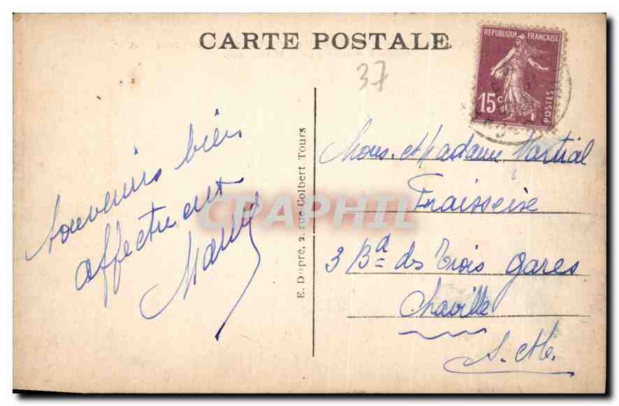 CPA Tours I et L vue generale et la Loire Cote Ouest  — Rückseite