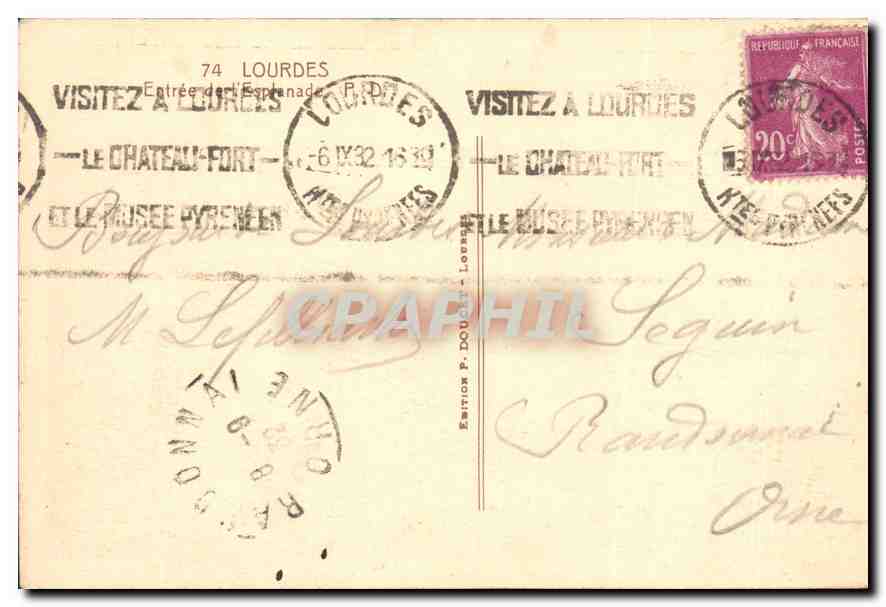 CPA Lourdes Entree de l'Esplanade  — Rückseite