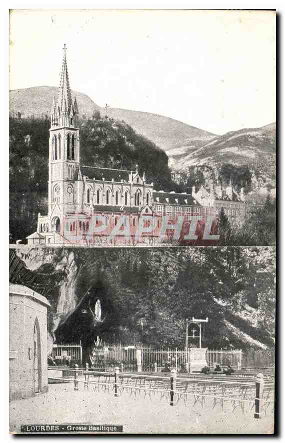 CPA Lourdes Grotte Basilique 