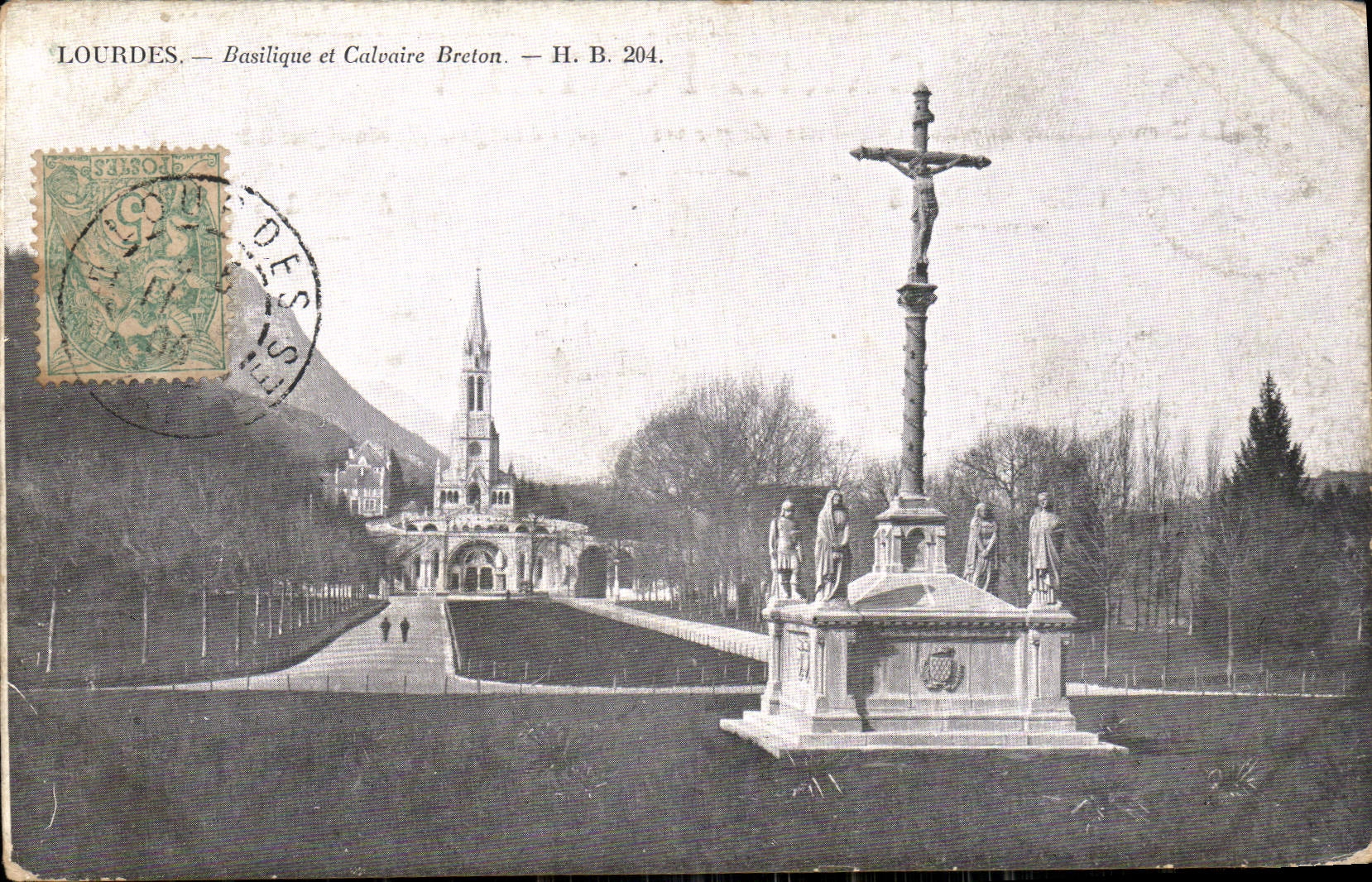 CPA Lourdes Basilique et Calvaire Breton 