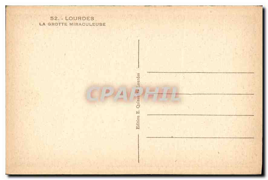 CPA Lourdes La Grotte miraculeuse  — Verso