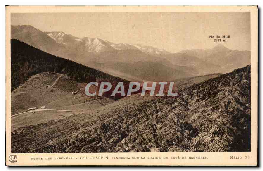 Route des Pyrénées - Col d'Aspin - Panorama sur la chaîne du côté de Maugères — Hélio 33