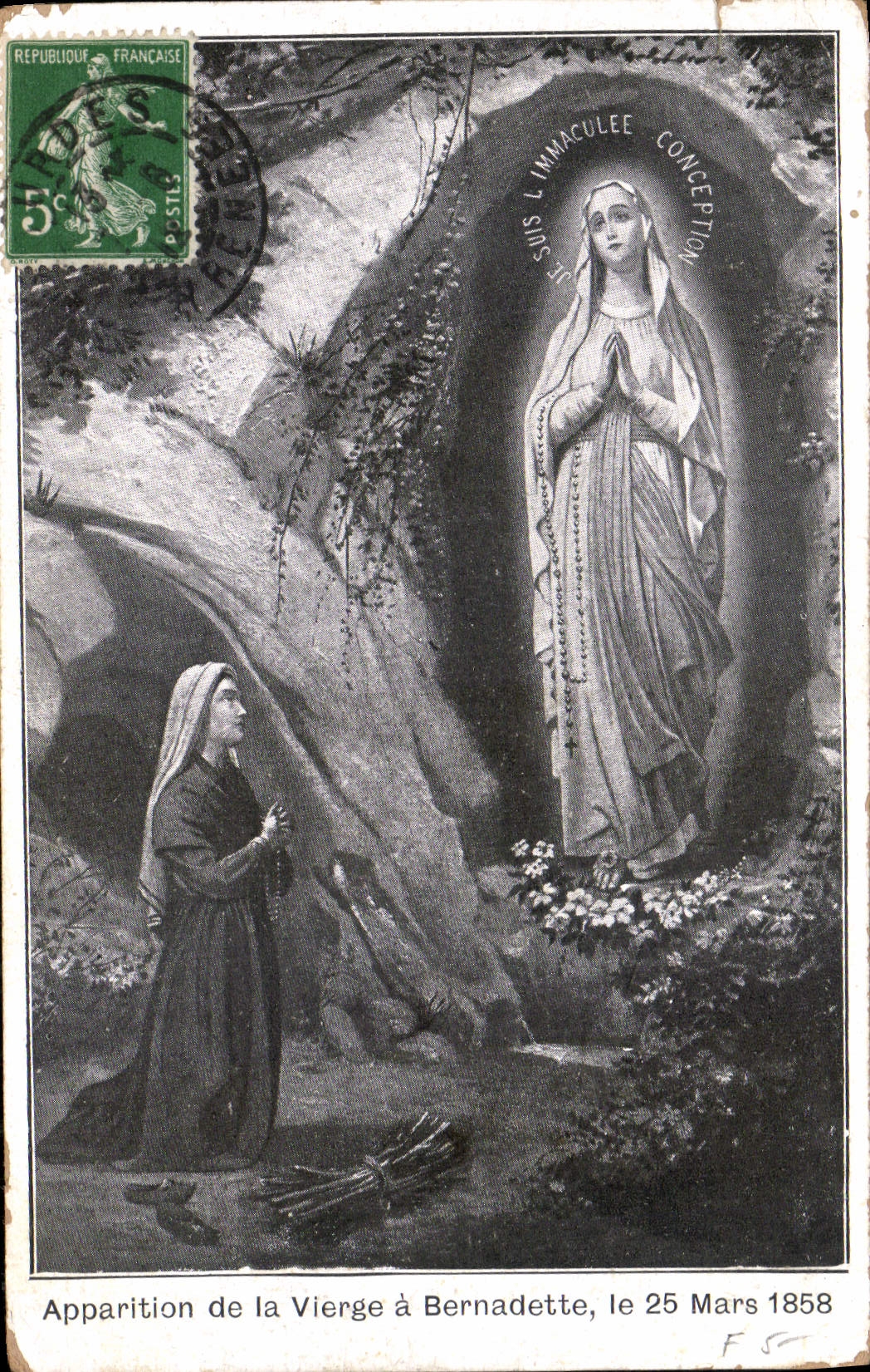 CPA Apparition de la Vierge a Bernadette le 25 Mars 1858 