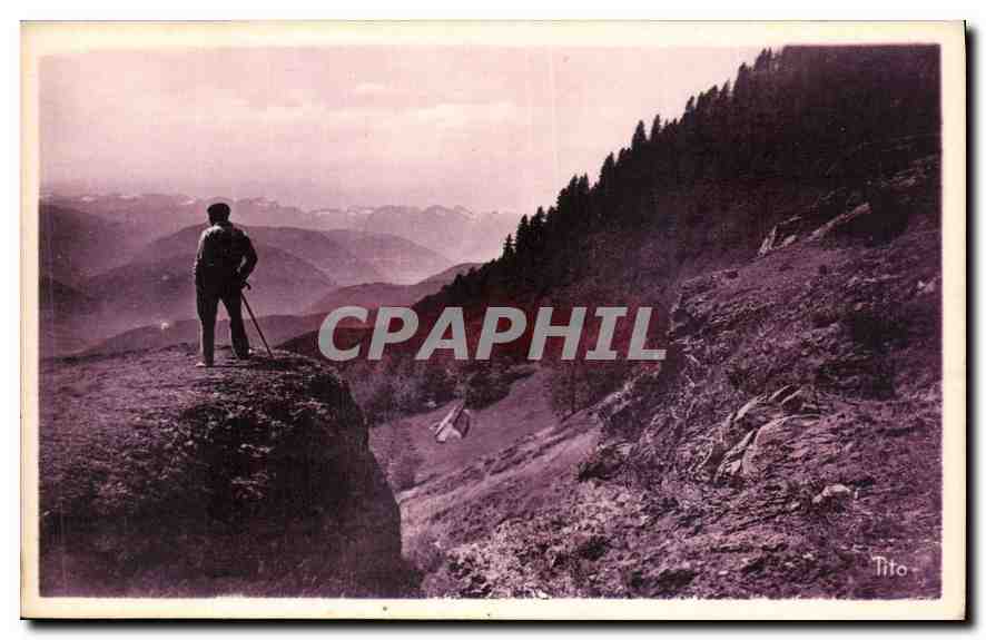 View taken from the Col d'Aspin (1497 m) — on the Montagnes d'Anre — Bloc frères, publisher, Bordeaux