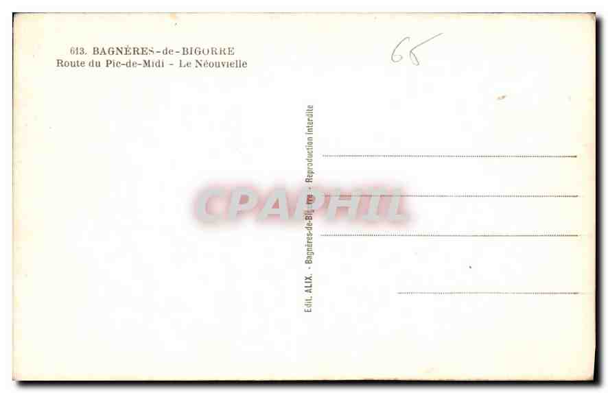 Vue des montagnes enneigées — Éditeur ALIX n°613 — Verso