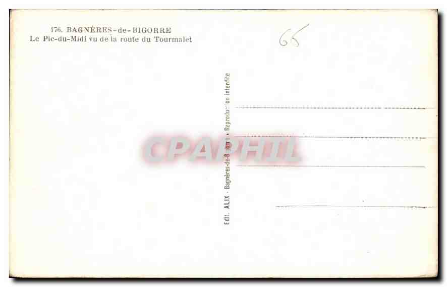 Le Pic-du-Midi vu de la route du Tourmalet — Bagnères-de-Bigorre — éditeur ALIX, n° 176 — Reverso
