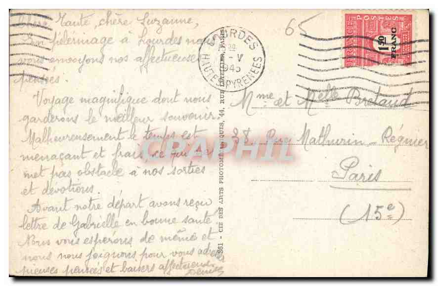 CPA Lourdes Vue generale prise du Chateau Fort  — Verso