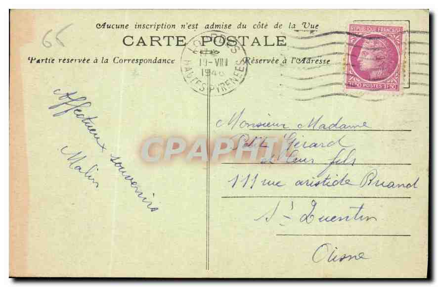 CPA Lourdes Hautes Pyrenees La Grotte  — Verso