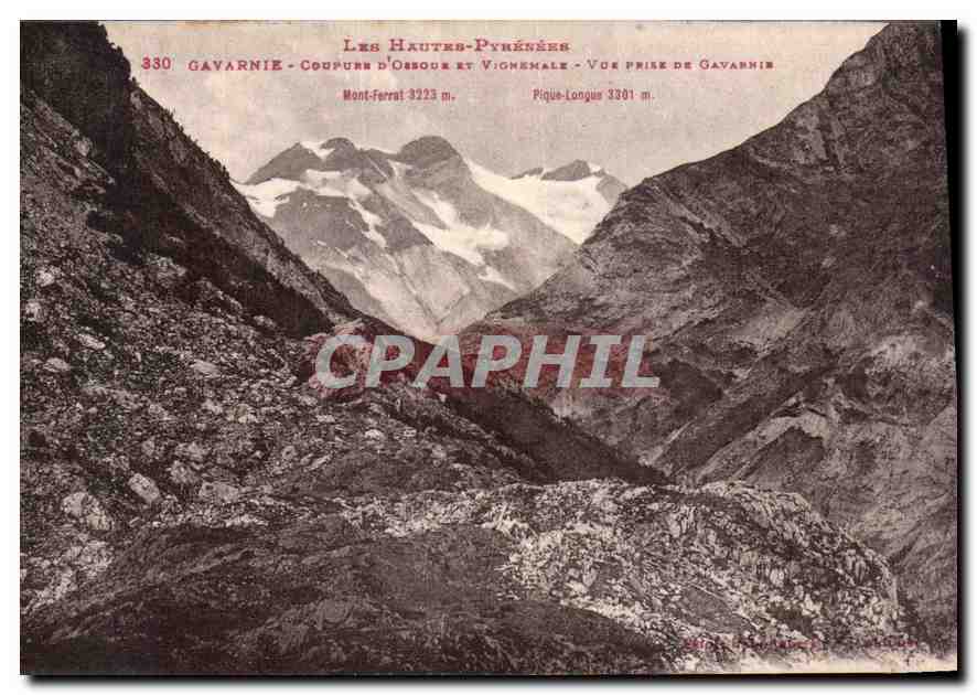 CPA Les Hautes Pyrenees Gavarnie Coufure d'Ossour et Vignemale Vue prise de Gavarnie 
