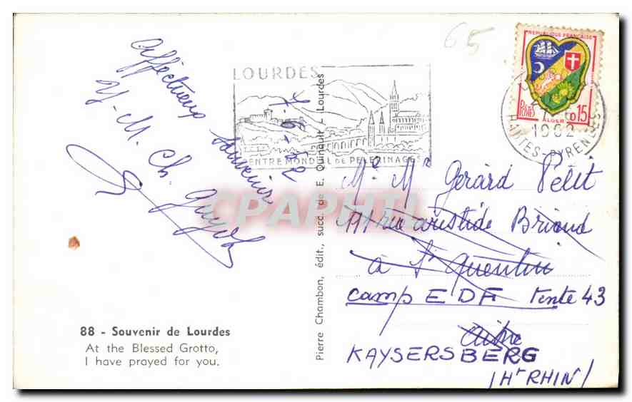 CPA Souvenir de Lourdes  — Verso
