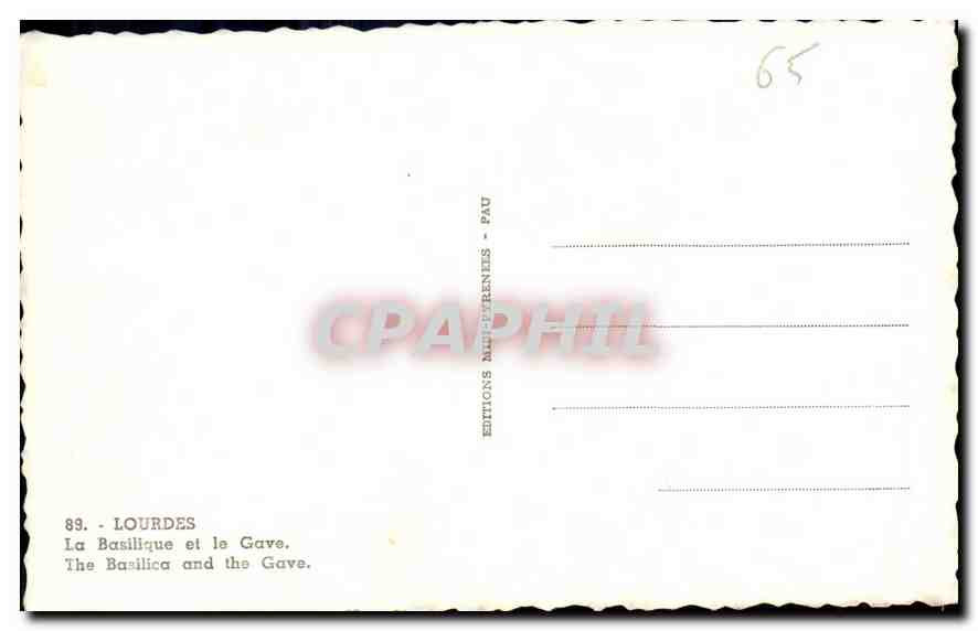 CPA Lourdes La Basilique et le Gave  — Verso
